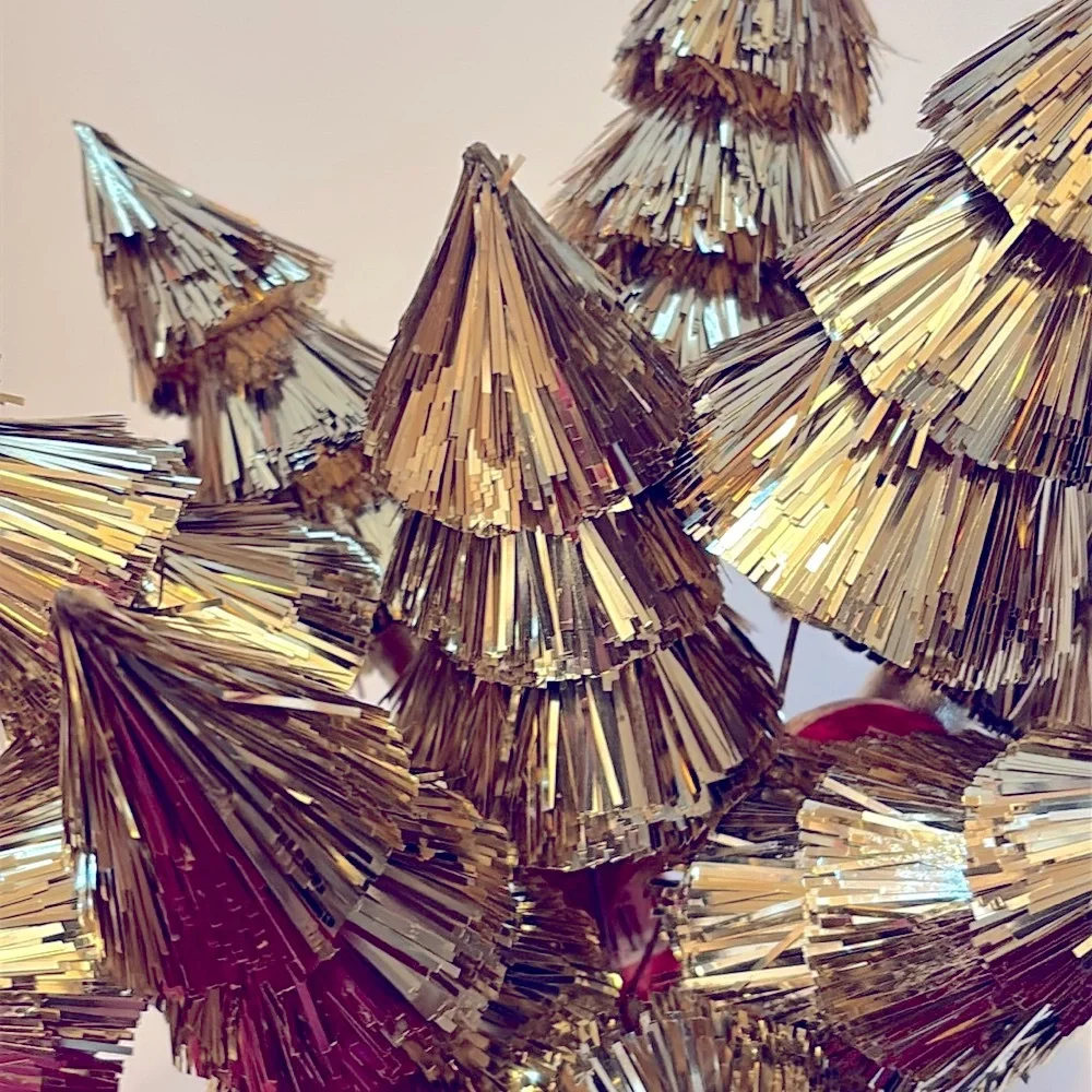 Gold Tinsel Tree Picks Set of 18 Gold Christmas Trees Pics Gold Tinsel Floral